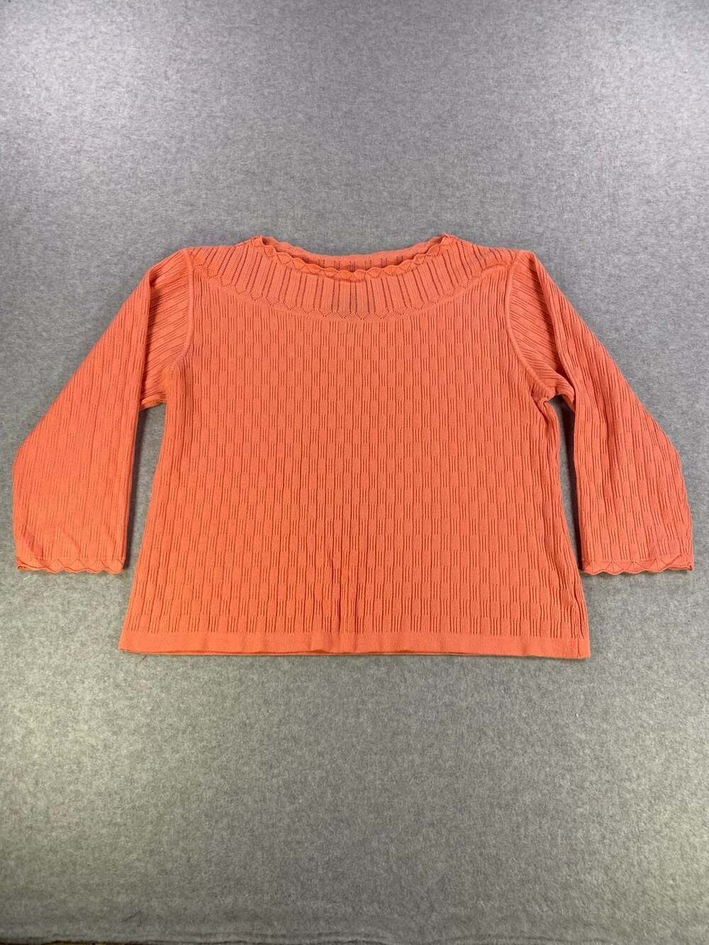 Evan-Picone Women's Orange Textured Knit Long Sleeve Top Size XL